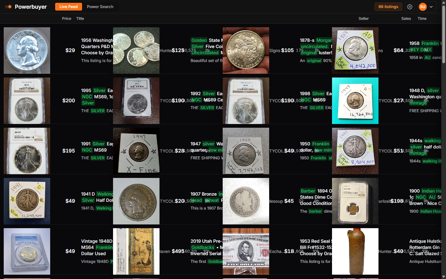 Live feed in grid view with larger thumbnails arranged in a tile grid